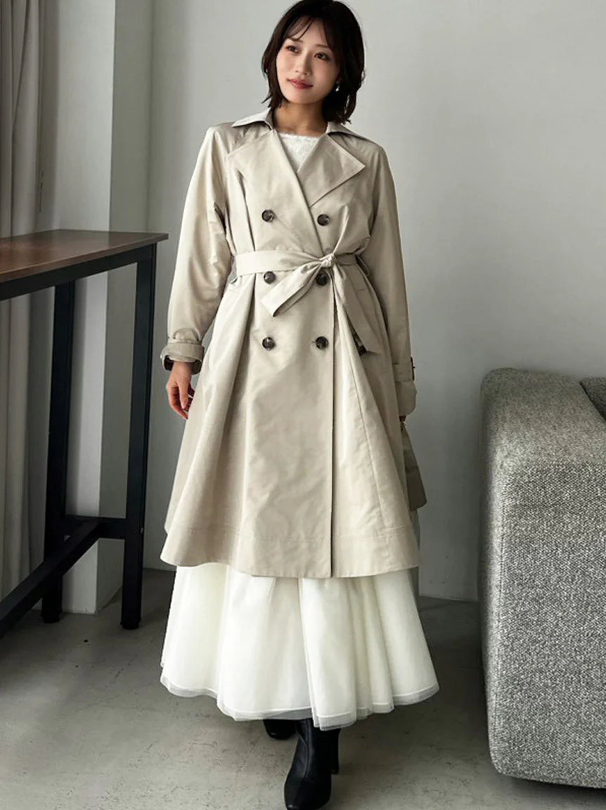 Flared Mid-Length Trench Coat - Image 8