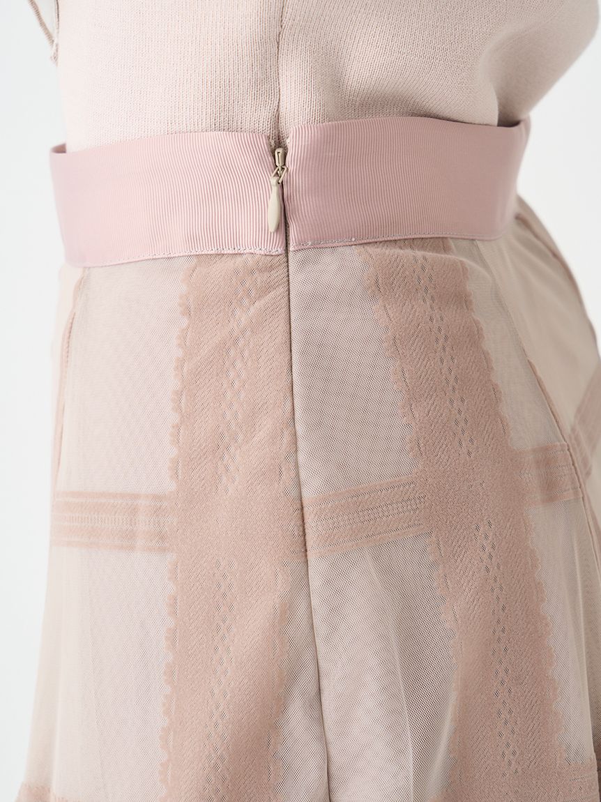 Flocked Check Tulle Skirt - Image 7