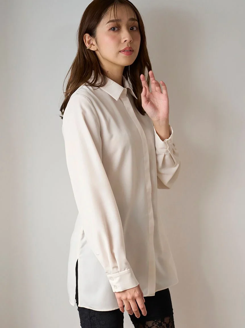 Layered White Button-Down Top with Printed Bralette - Image 10