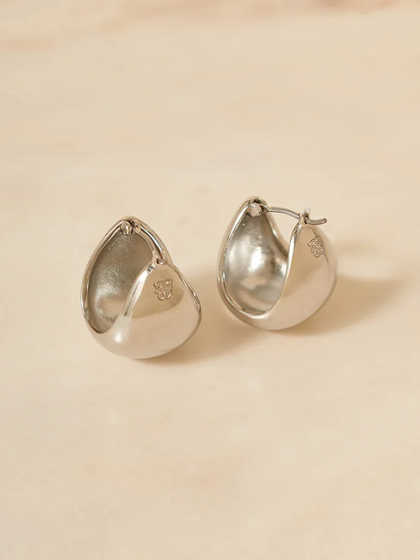 Rounded Drop Hoop Earrings - Image 3