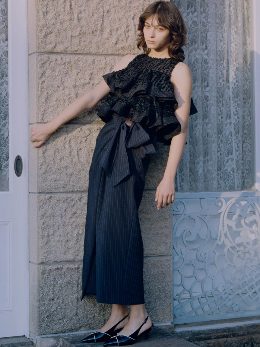 Ruffle Jacquard Volume Blouse - Image 12