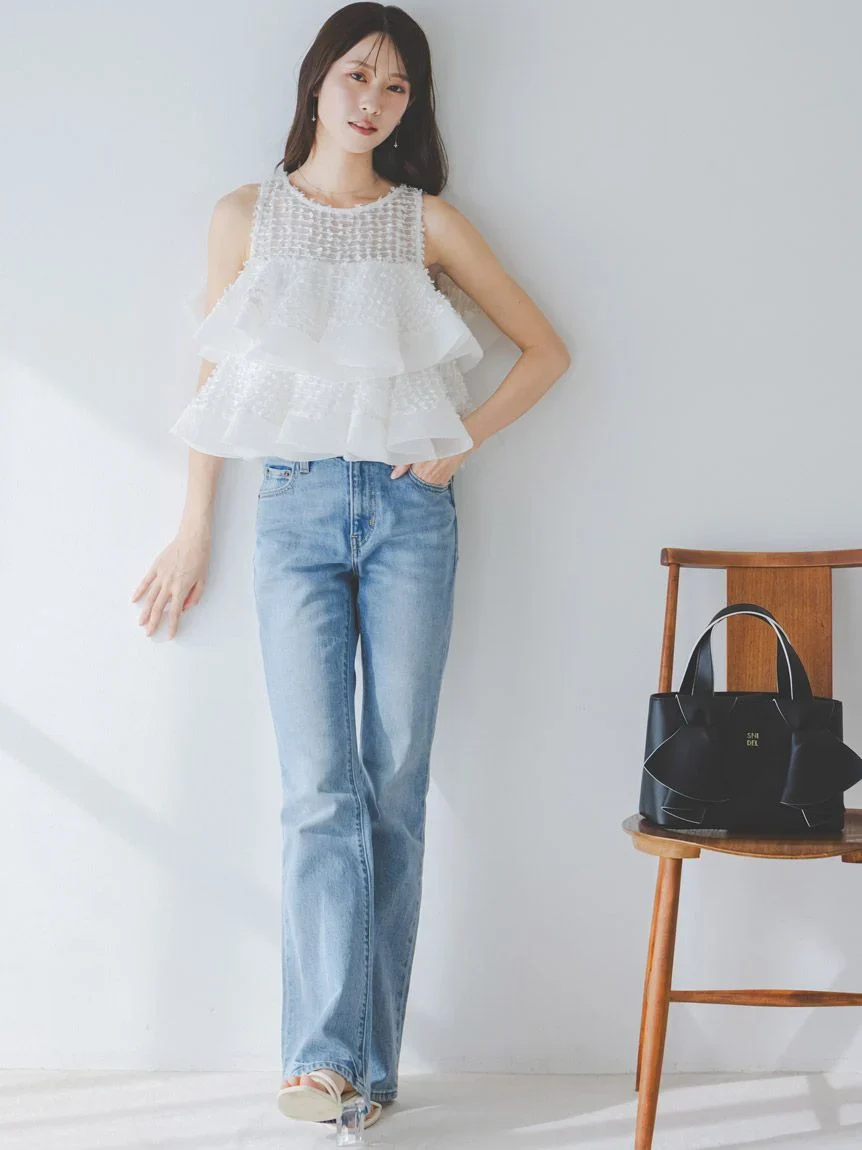 Ruffle Jacquard Volume Blouse - Image 14