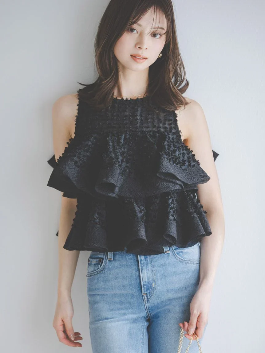Ruffle Jacquard Volume Blouse - Image 16