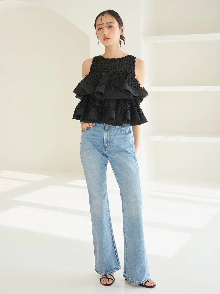 Ruffle Jacquard Volume Blouse - Image 29