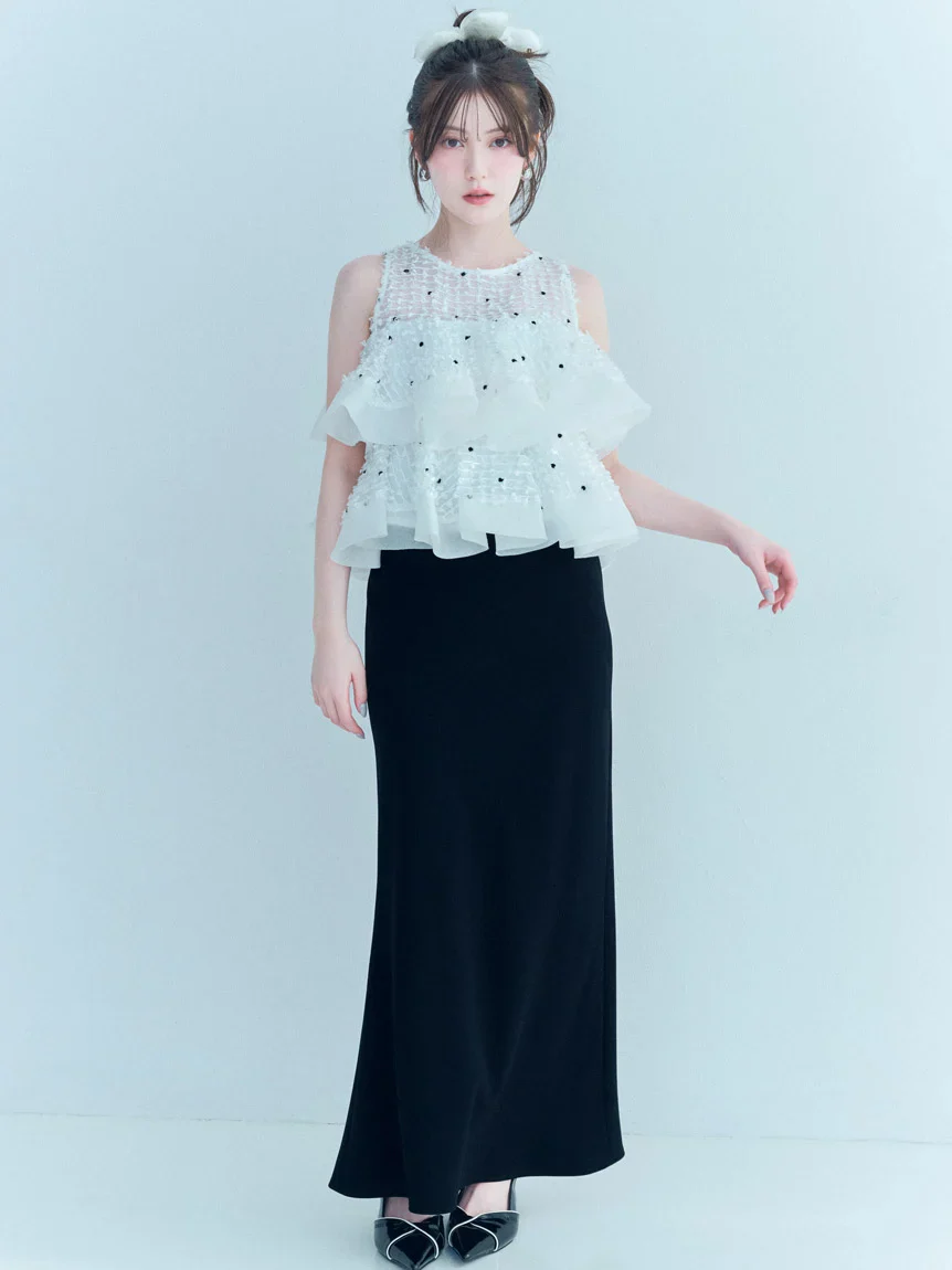 Ruffle Jacquard Volume Blouse - Image 7