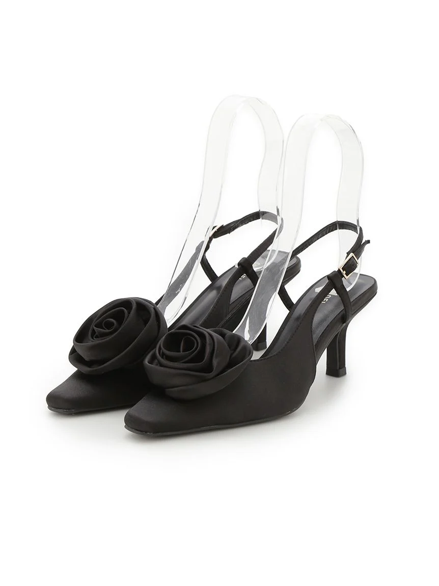 Satin Rose Kitten Heels - Image 3