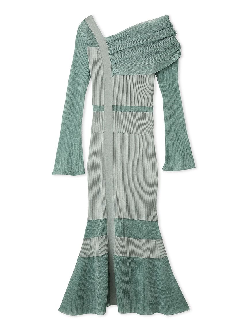 Sheer Blocking One-shoulder Dress - Image 3