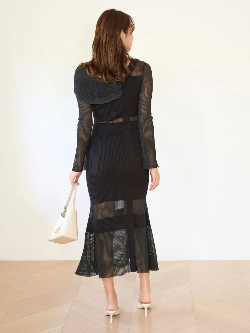 Sheer Blocking One-shoulder Dress - Image 9