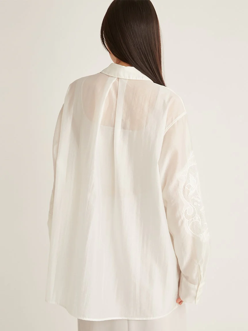 Sheer Embroidered Shirt - Image 11