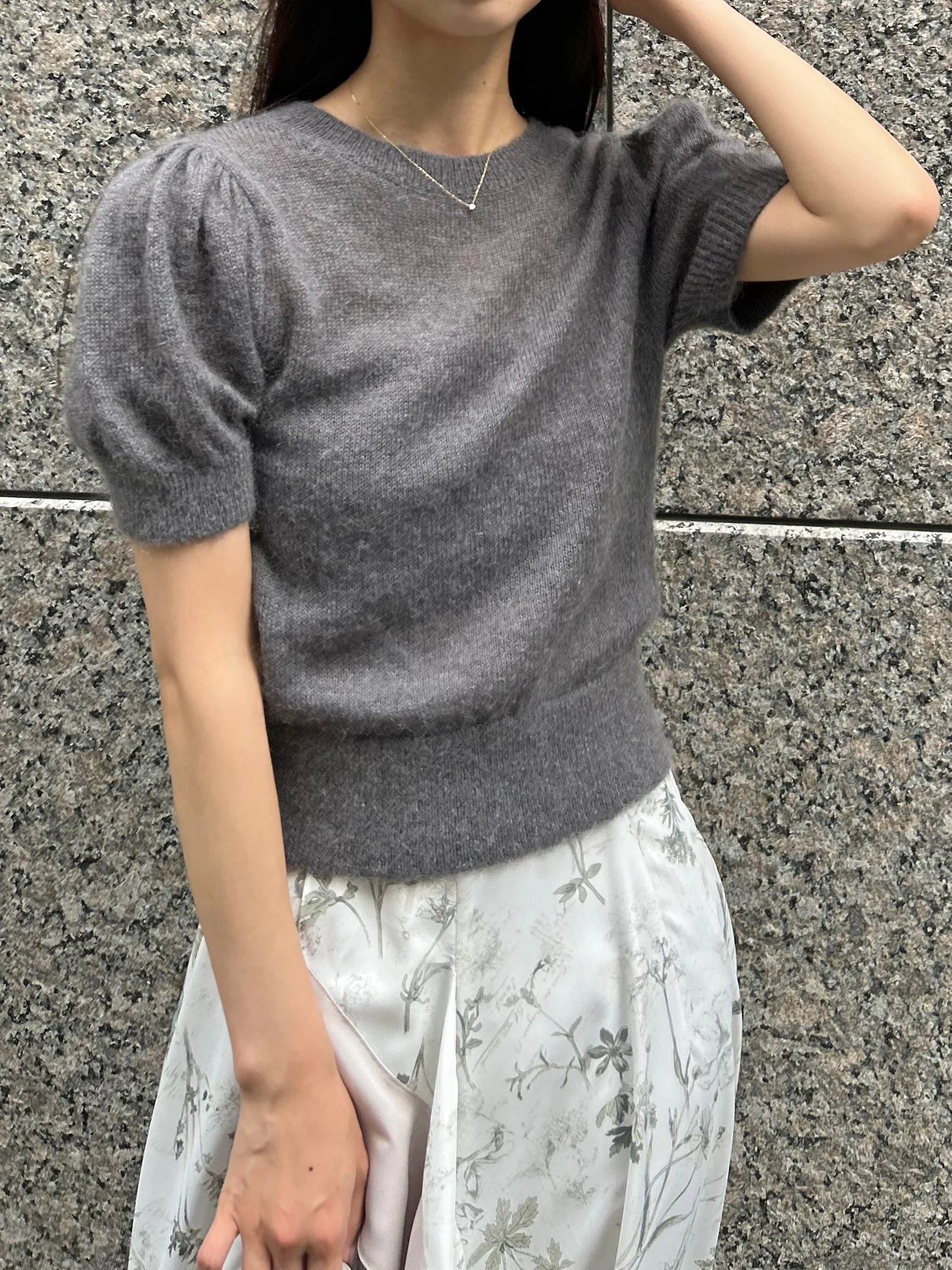 Sheer Mohair Puff Sleeve Knit Pullover - Image 17