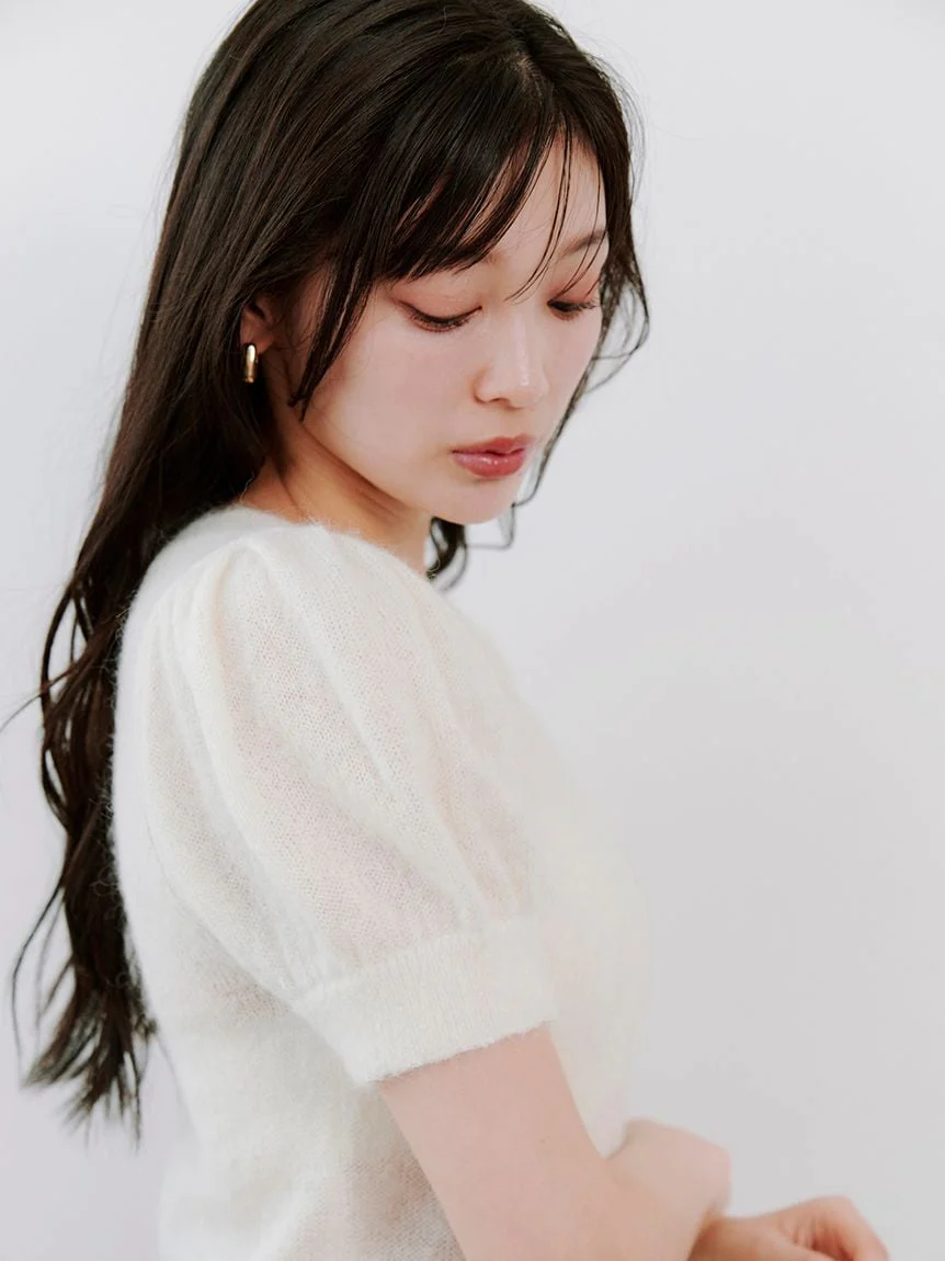 Sheer Mohair Puff Sleeve Knit Pullover - Image 25