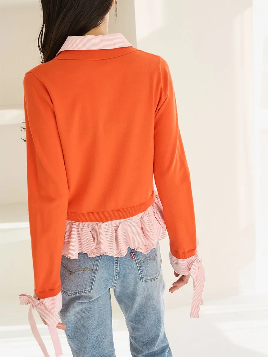 Shirt-Docking Hem Volume Knit Pullover - Image 10
