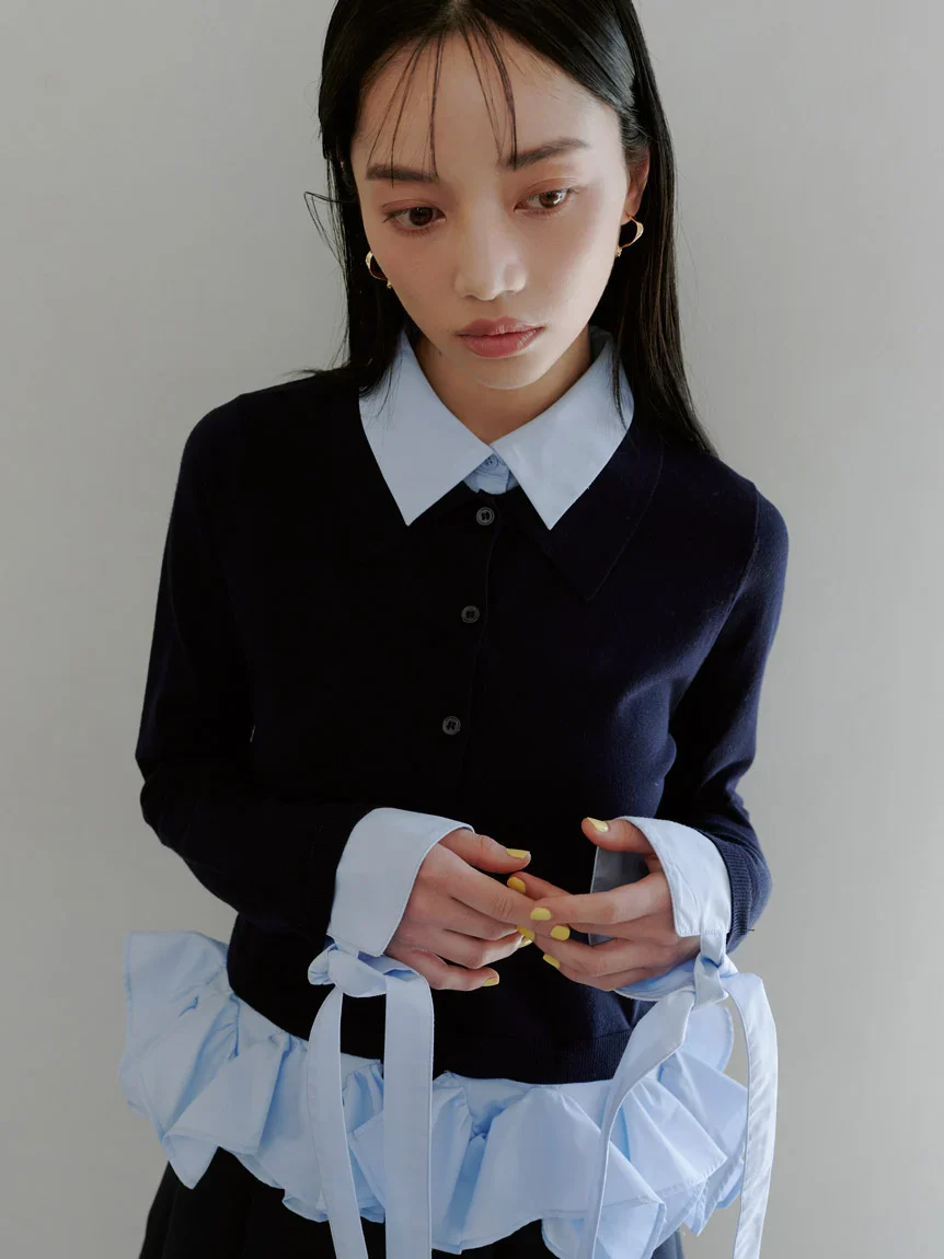 Shirt-Docking Hem Volume Knit Pullover - Image 22