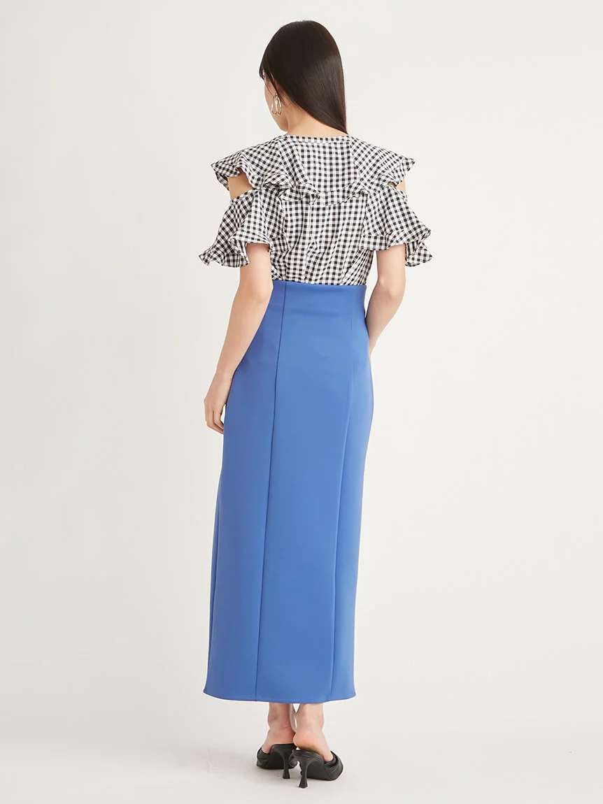 High Waisted Maxi Skirt With Slit - Image 6