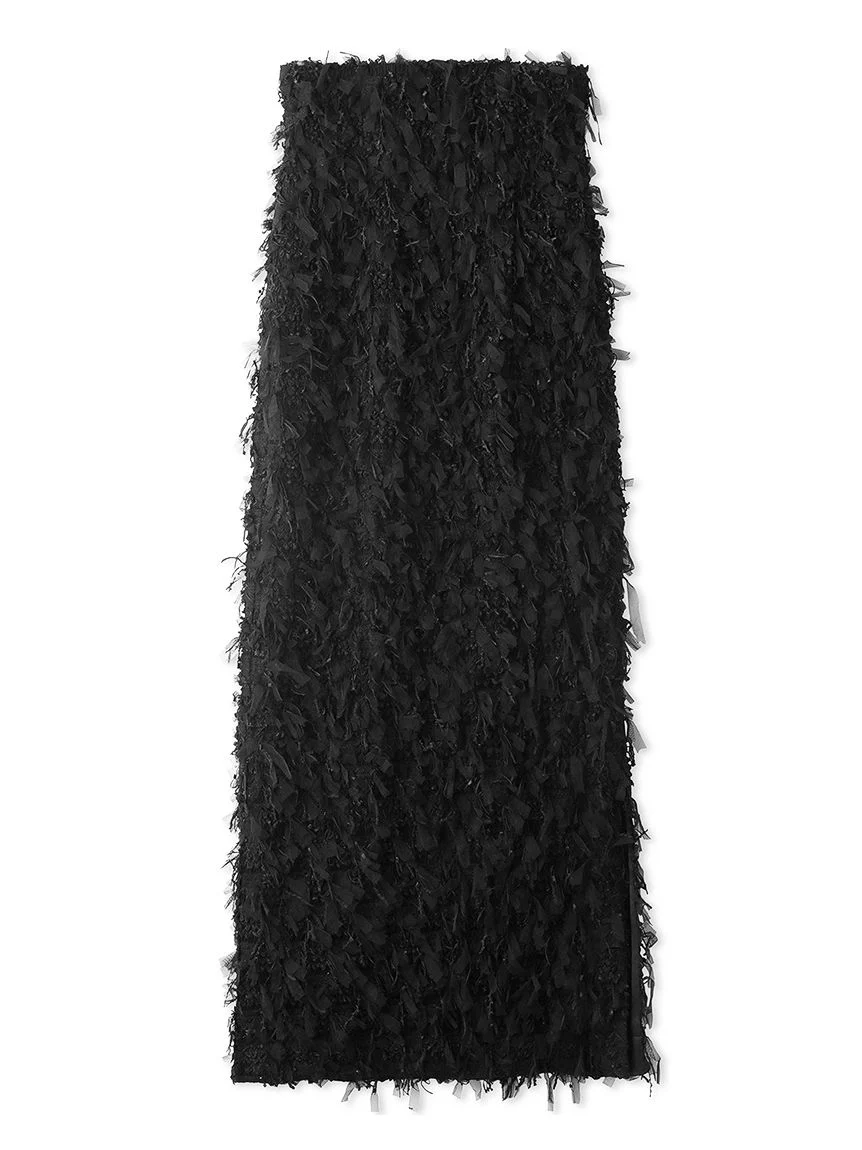 Slit Fringe Tule Maxi Skirt - Image 6