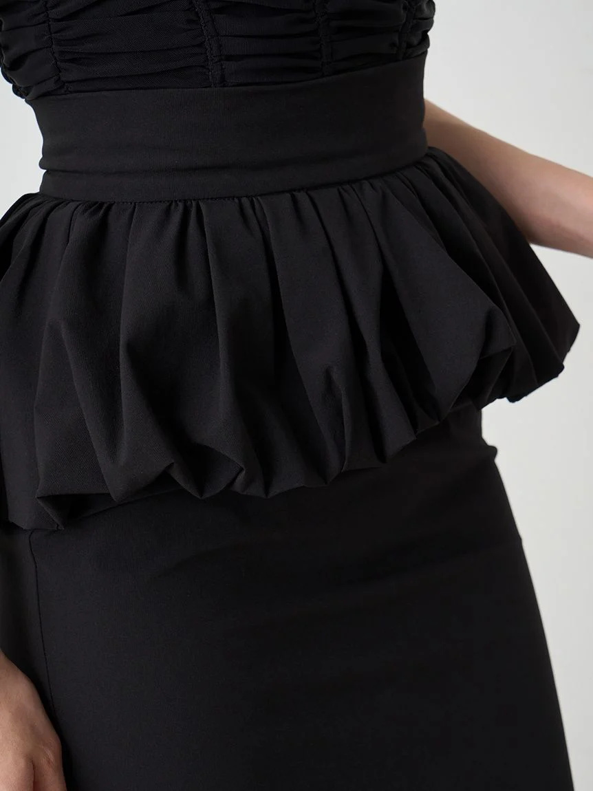 Stylish High-Waisted Peplum Midi Skirt - Image 6