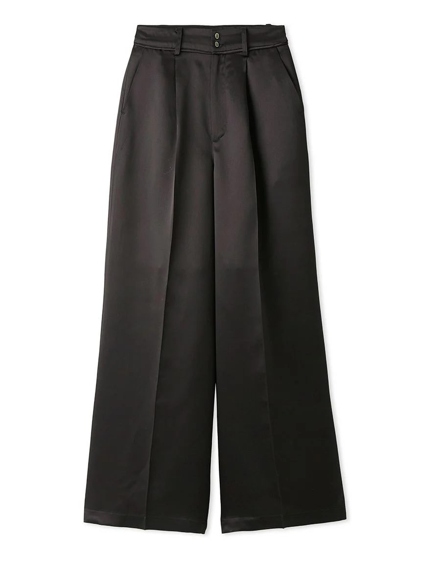 Sustainable Acetate Wide Leg Pleated Satin Pants - Image 7