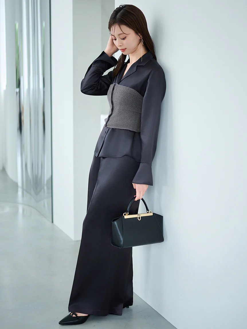 Sustainable Acetate Wide Leg Pleated Satin Pants - Image 9