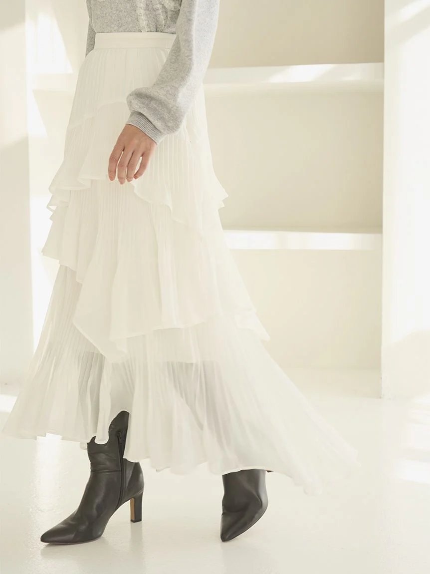 Sustainable Pleated Tiered Skirt - Image 18
