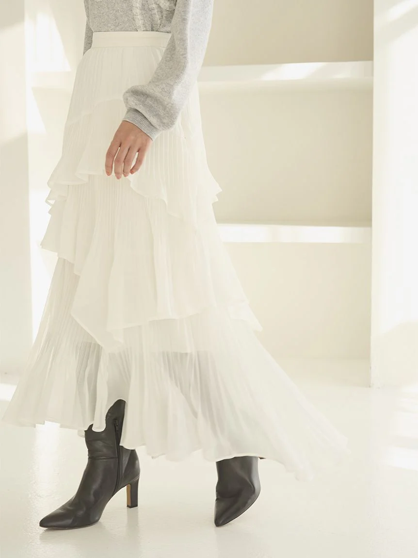 Sustainable Pleated Tiered Skirt - Image 8