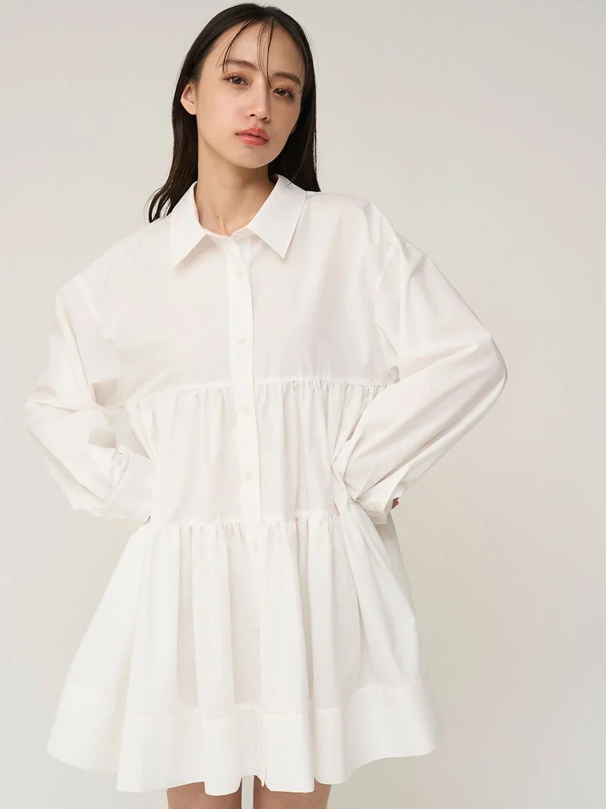 Tiered Mini Shirt Dress - Image 16