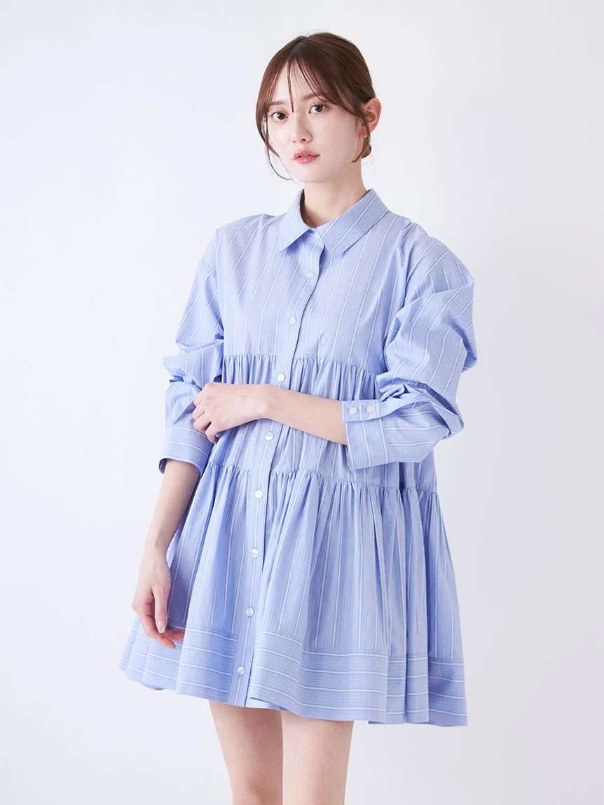 Tiered Mini Shirt Dress - Image 7