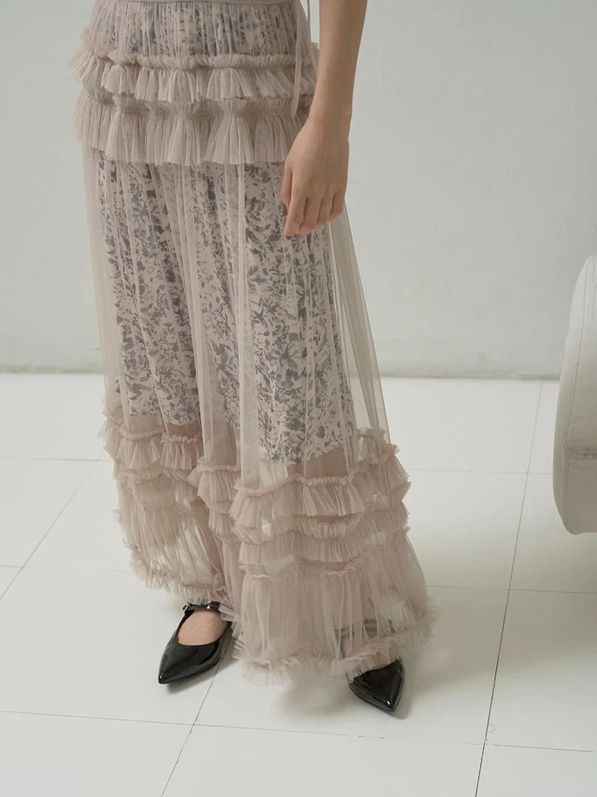 Tiered Smocked Ruffle Sheer Midi Dress - Image 14
